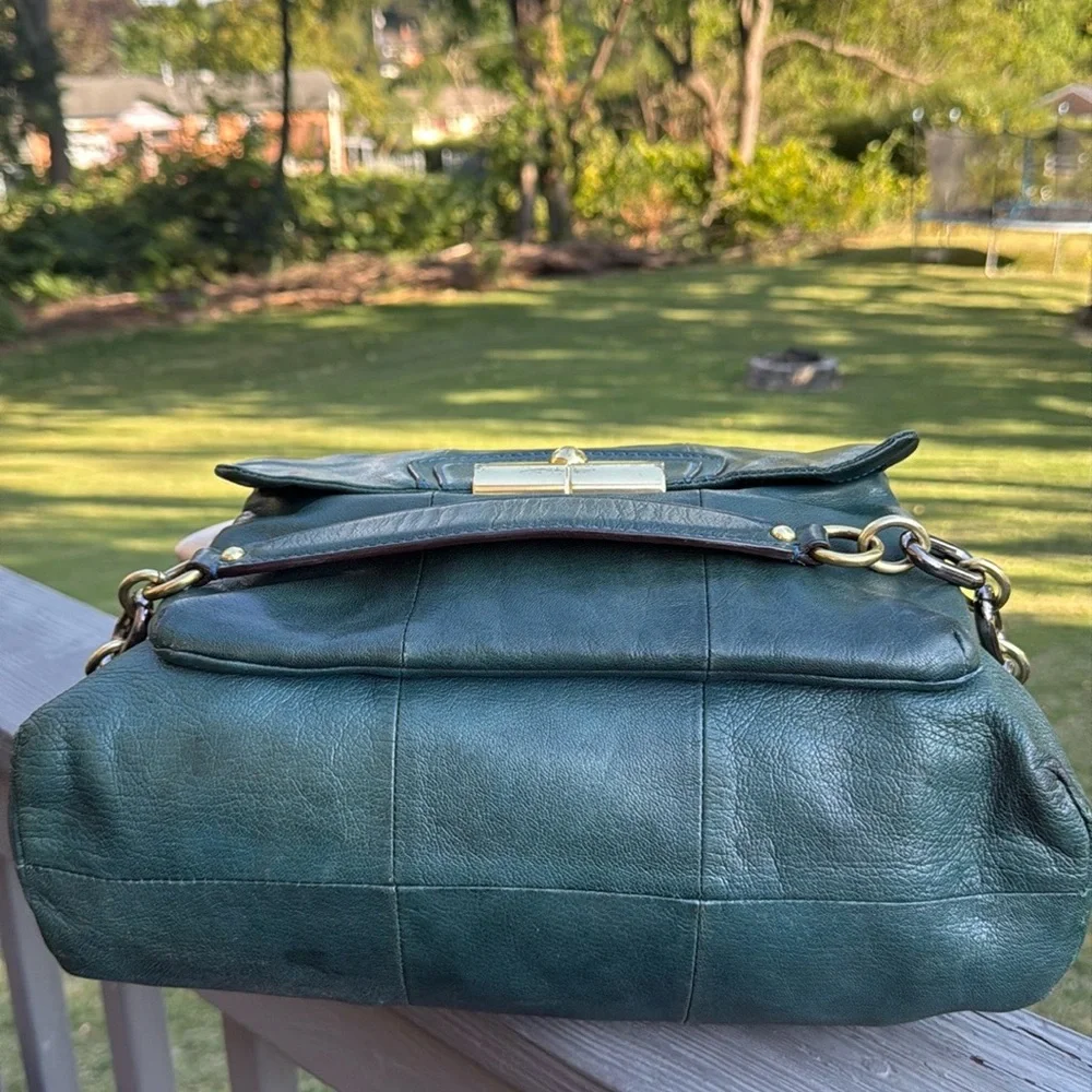 Coach Kristin (14223) Green Leather Hobo Satchel Shoulder Bag (w/twilly)(EUC) - Picture 6 of 17